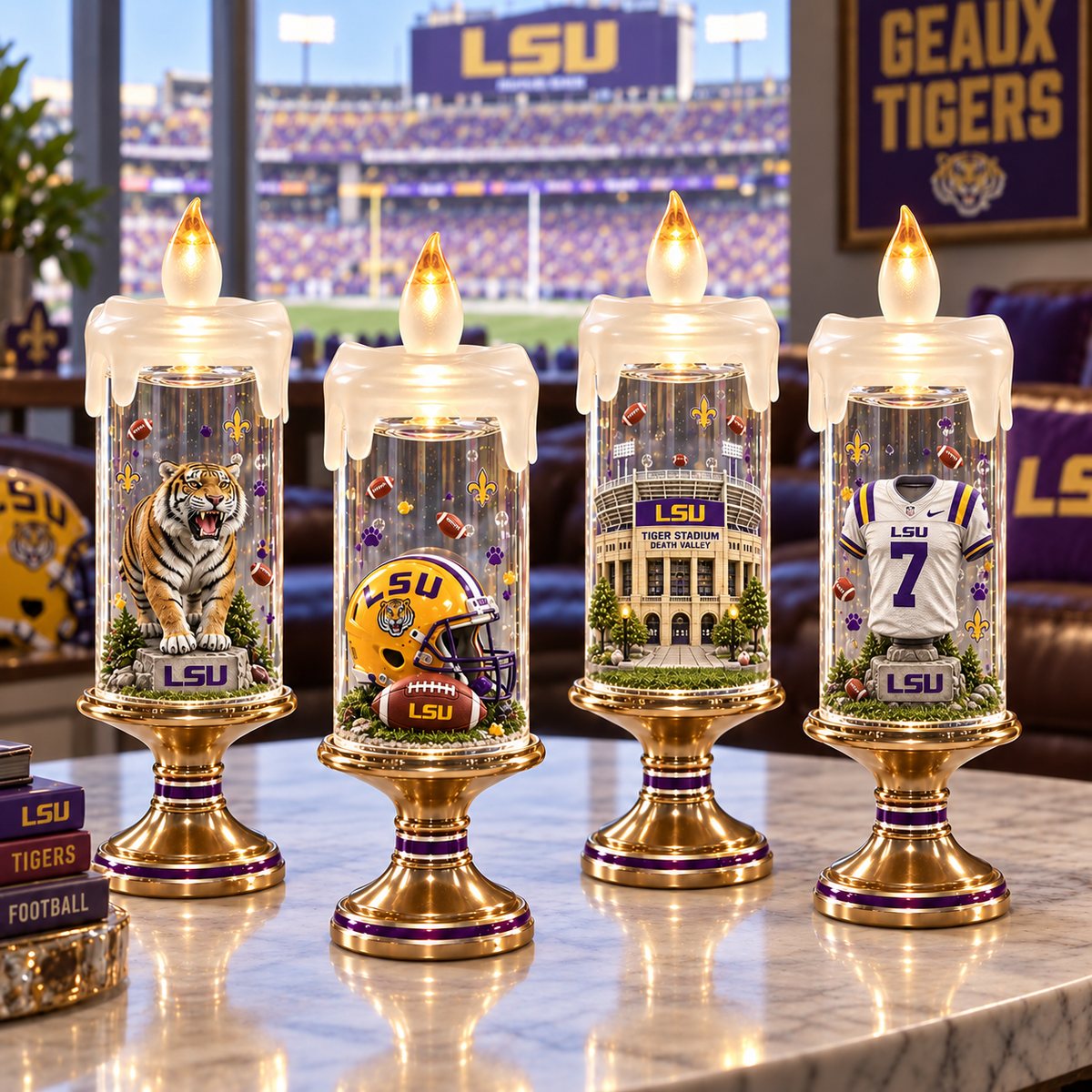 Premium LSU Candle Ornament Lights PVNA