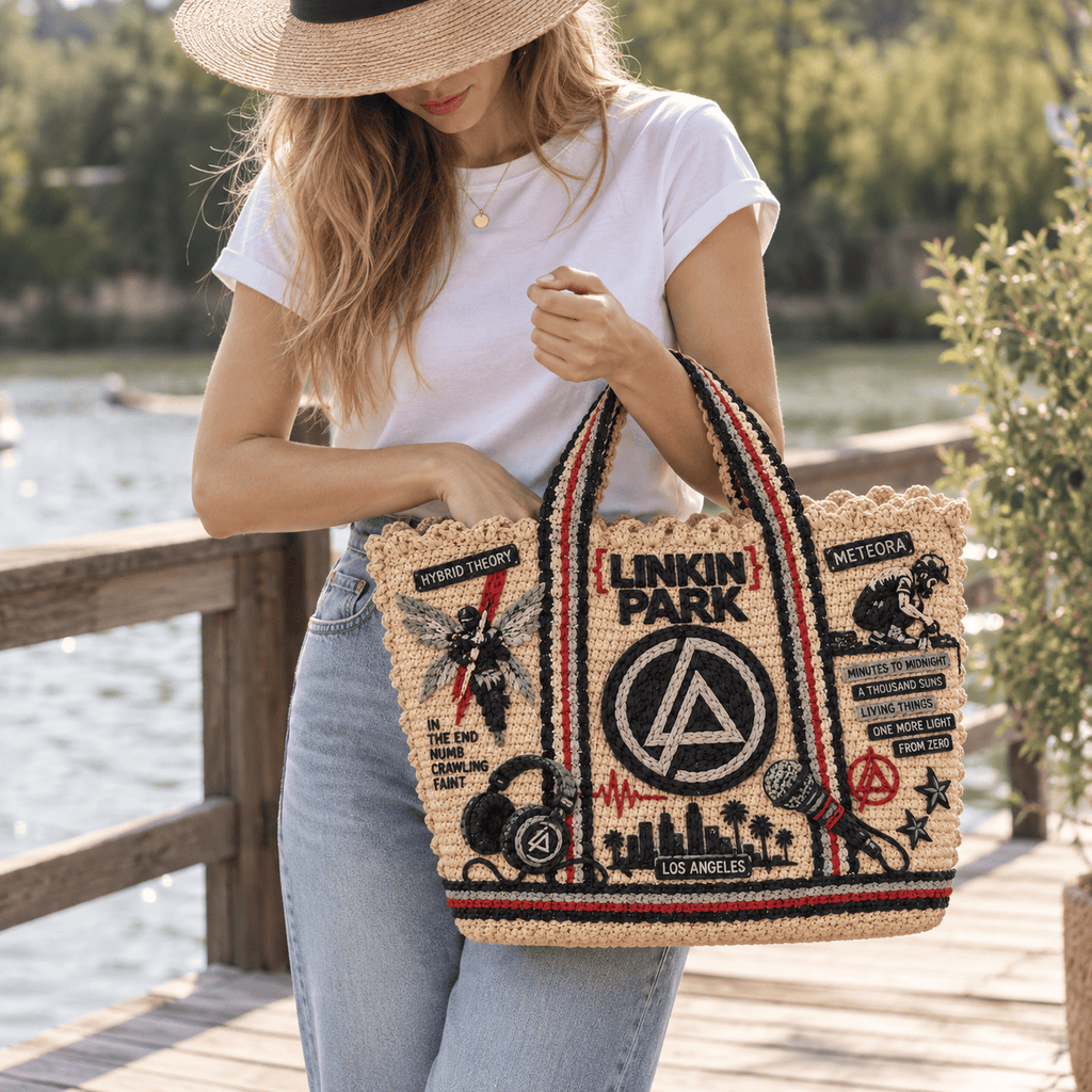 LKP Straw-Style Embellished Tote Bag DNBN