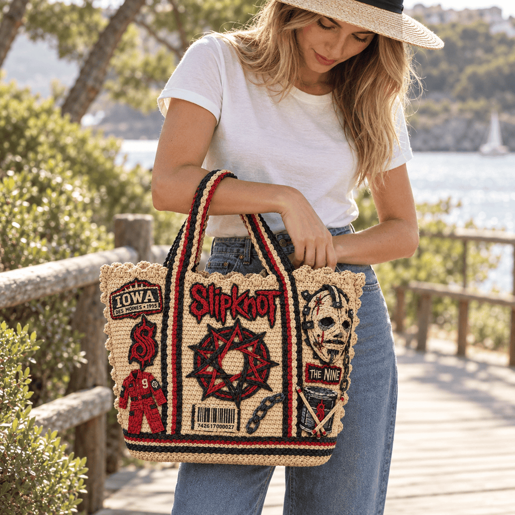SLK Straw-Style Embellished Tote Bag DNBN