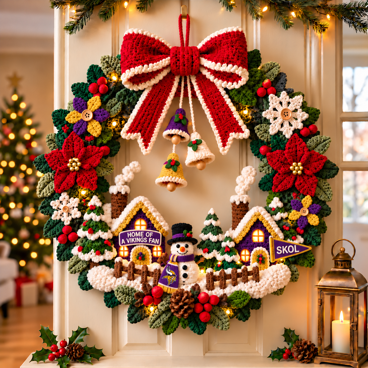 MNVK Christmas Village Crochet-Style Wreath PNPA