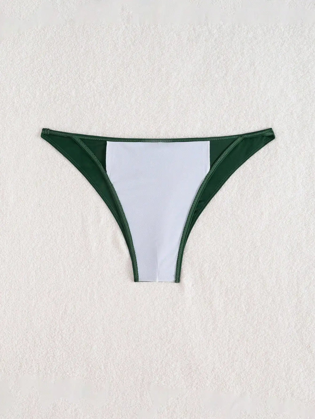 Green Solid Color Men's Thong Swim Briefs With Skinny Fit For Poolside Wear