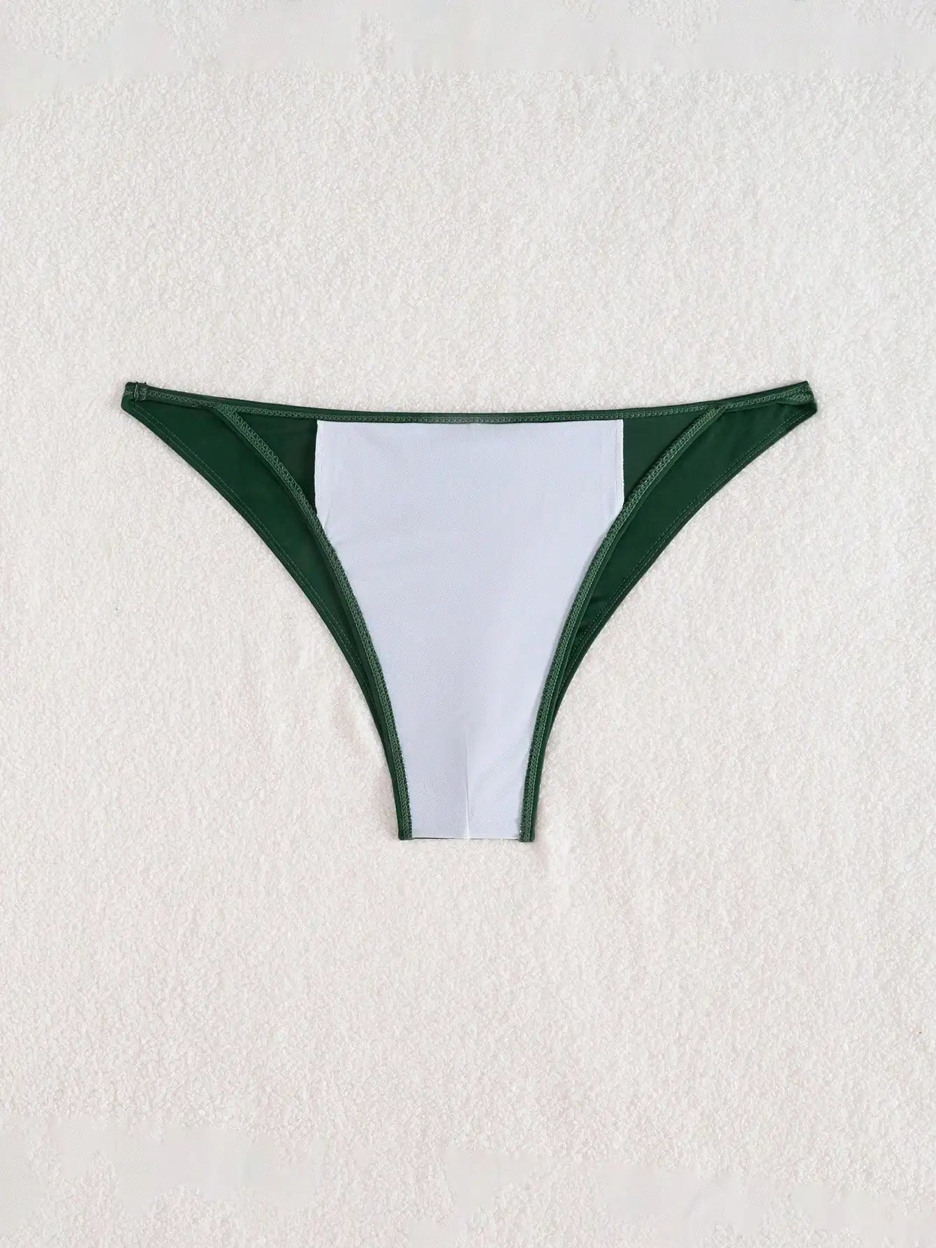 Green Solid Color Men's Thong Swim Briefs With Skinny Fit For Poolside Wear