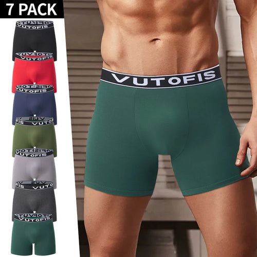 4/7 Piece Set Of Four Season Men's Solid Color Long Casual Underwear Fashionable Sports Base Shorts Plus Size Flat Corner Pants
